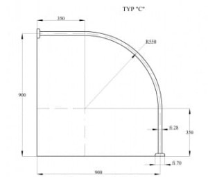 Adah Drążek łukowy symetryczny 90x90 cm fi28 satyna