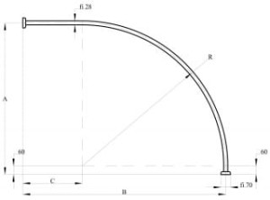 Adah Drążek łukowy symetryczny 105x140 cm fi28 chrom