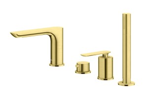 Kohlman QB244EGDB EXPERIENCE GOLD BRUSHED 4-otworowa bateria wannowa, złoto szczotkowane