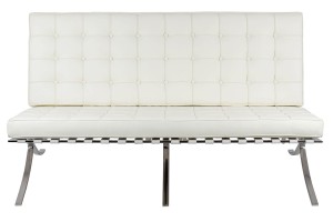 King Home Sofa dwuosobowa BARCELON PRESTIGE PLUSbiała - włoska skóra naturalna, stal T03-2.WHITE.PP