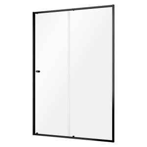 Sealskin Contour drzwi prysznicowe przesuwne do wnęki 120 cm, wysokość 200 cm, czarny mat, przezroczyste bezpieczne szkło 6 mm CD121206195100