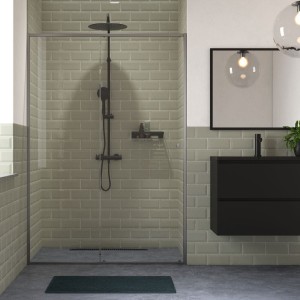 Sealskin Contour drzwi prysznicowe przesuwne do wnęki 140 cm, wysokość 200 cm, szary mat, przezroczyste bezpieczne szkło 6 mm CD121406145100