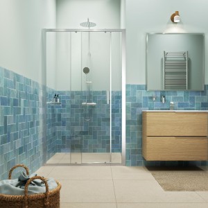 Sealskin Drzwi przesuwne z cichym domykiem oraz auto-close INC. 140x200cm  8mm Chrom z powłoką clear glass XI101406265100