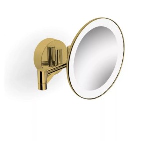 Stella Lusterko kosmetyczne powiększ. 3x, okrągłe, podświetl. LED barwa ciepła/zimna, uchylne, podwójne ruchome ramię  ZŁOTY POŁYSK 22.00230-G