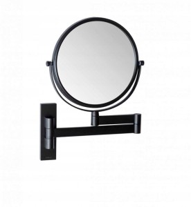 Stella Lusterko kosmetyczne odbicie rzeczywiste / powiększ.3x, okrągłe, uchylne, podwójne ruchome ramię CZARNY MAT 22.01330-B