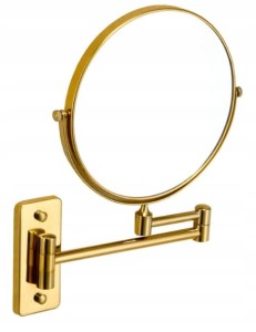 Stella Lusterko kosmetyczne, odbicie rzeczywiste / powiększ.3x, okrągłe, uchylne, podwójne ruchome ramię   ZŁOTY POŁYSK 22.01230-G