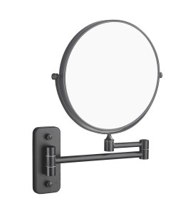 Stella Lusterko kosmetyczne, odbicie rzeczywiste / powiększ.3x, okrągłe, uchylne, podwójne ruchome ramię  CZARNY MAT 22.01230-B