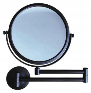 Stella Lusterko kosmetyczne odbicie rzeczywiste / powiększ.3x, okrągłe, uchylne, podwójne ruchome ramię  CZARNY MAT 22.01130-B