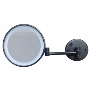 Stella Lusterko kosmetyczne powiększ. 3x, okrągłe, podświetl. LED barwa neutralna, uchylne, podwójne ruchome ramię CZARNY MAT 22.00730-B