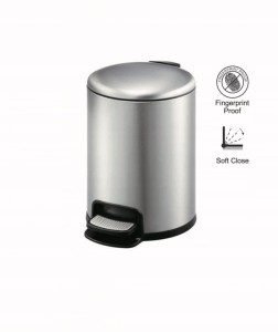 Stella Kosz pedałowy PREMIUM okrągły 8 L, soft close SREBRNY 20.20108