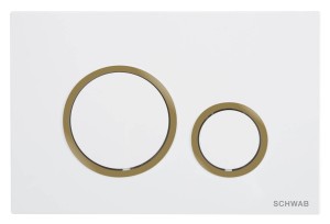 LIV/SCHWAB P47-0205-0250 przycisk spłukujący Vela biały ze złotym pierścionkiem