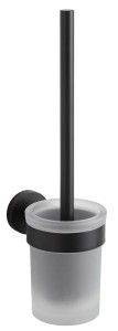 Stella Szczotka WC wisząca / pojemnik szkło matowe  CZARNY MAT 07.431-B
