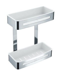 Stella Koszyk podwójny / stal polerowana, wkłady z tworzywa białe 16.071