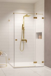 Radaway Essenza Pro KDJ Brushed Gold kabina kwadratowa/prostokątna drzwi 100 prawe do kompletowania ze ścianką, szkło przejrzyste. Dostawa gratis!
