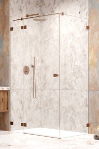 Radaway Essenza Pro KDJ Brushed Copper kabina kwadratowa/prostokątna drzwi 100 lewe o kompletowania ze ścianką, szkło przejrzyste. Dostawa gratis!