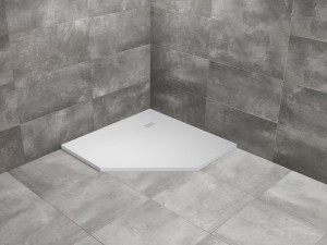 Radaway Kyntos PT brodzik pięciokątny z konglomeratu marmurowego 100x100cm biały HKPT100100-04