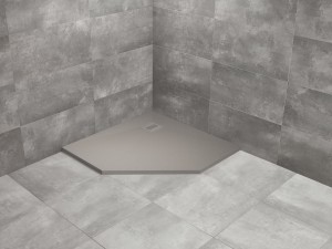 Radaway Kyntos PT brodzik pięciokątny z konglomeratu marmurowego 80x80cm cemento HKPT8080-74