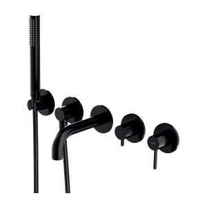 Omnires Y1237-1SBL Y bateria wannowa 5-otworowa podtynkowa z krótka wylewką czarny