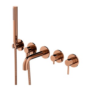 Omnires Y1237-1SCP Y bateria wannowa 5-otworowa podtynkowa z krótka wylewką miedź