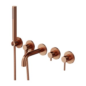 Omnires Y1237-1SCPB Y bateria wannowa 5-otworowa podtynkowa z krótka wylewką miedź szczotkowana