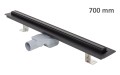 LIV/Schwab Odwodnienie liniowe podłogowe ELEGANCE, okvir ze stali nierdzewnej, ruszt STANDARD/CUSTOM 700 mm, Ø 50 mm, czarny 675397