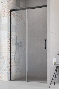 Radaway Idea 8 DWJ Black drzwi prysznicowe 130cm, lewe, szkło przejrzyste 10330670-54-01L+10350603-01-01
