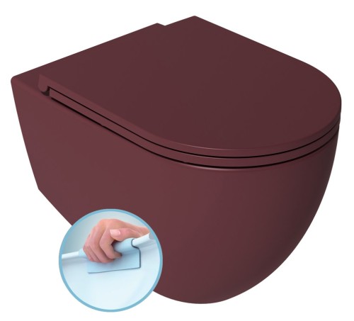 INFINITY miska WC wisząca, Rimless, 36,5x53cm, maroon red mat 10NF02004-2R