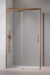 Radaway Idea KDJ Brushed Copper drzwi 140cm lewe + ścianka S1, szkło przejrzyste