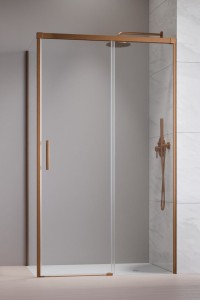 Radaway Idea KDJ Brushed Copper drzwi 160cm prawe + ścianka S1, szkło przejrzyste