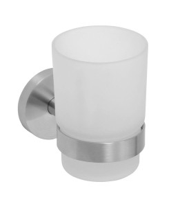 SAPHO XS900 X-STEEL kubek, szkło mleczne, stal nierdzewna mat