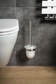 X-STEEL wisząca szczotka do WC, szkło mleczne, stal nierdzewna mat