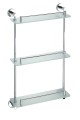 X-ROUND E półka szklana potrójna z relingiem 380x675x130mm, chrom