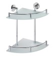 X-ROUND E półka szklana podwójna z relingiem 280x355x380mm, chrom
