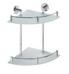 SAPHO XR604 X-ROUND E półka szklana podwójna z relingiem 280x355x380mm, chrom