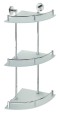 X-ROUND E półka szklana narożna z relingiem 270x660x355mm, chrom