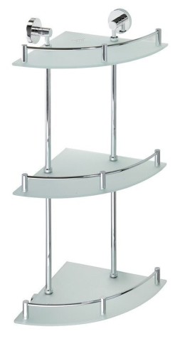 X-ROUND E półka szklana narożna z relingiem 270x660x355mm, chrom