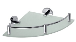 SAPHO XR605 X-ROUND E półka szklana narożna z relingiem 255x60x230mm, chrom