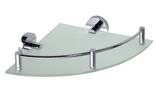 X-ROUND E półka szklana narożna z relingiem 255x60x230mm, chrom