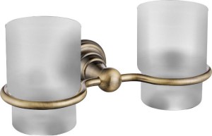 SAPHO 1318-05 DIAMOND podwójny uchwyt na kubki, szkło mleczne, brąz