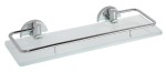 SAPHO XR607 X-ROUND E półka szklana z relingiem 300x130mm, szkło mleczne, chrom
