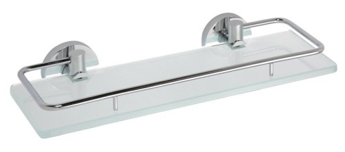 X-ROUND E półka szklana z relingiem 300x130mm, szkło mleczne, chrom