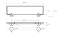 X-ROUND E półka szklana z relingiem 300x130mm, szkło mleczne, chrom