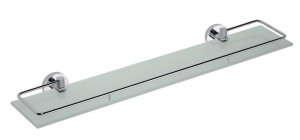 SAPHO XR600 X-ROUND E półka szklana ze składanym drążkiem 600x130mm, szkło mleczne, chrom