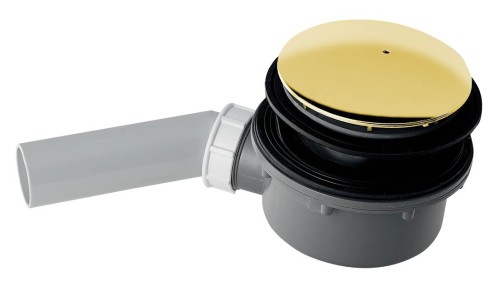 RETRO syfon do brodzików, średnica 90mm, DN40, korek złoty