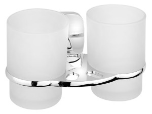 AQUALINE RB105 RUMBA podwójny uchwyt na kubki, szkło mleczne, chrom
