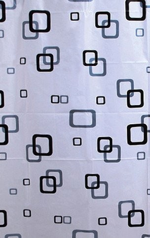 Zasłonka prysznicowa 180x180cm, winyl, biały/niebieski/czarny