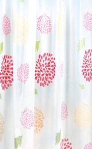 AQUALINE ZV015 Zasłonka prysznicowa 180x200cm, winyl, kwiecisty, czerwony