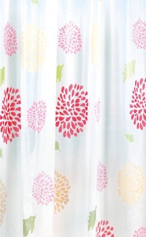 Zasłonka prysznicowa 180x200cm, winyl, kwiecisty, czerwony