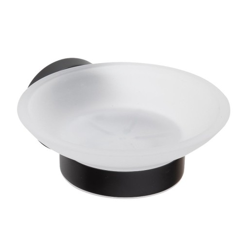 X-ROUND BLACK mydelniczka, szkło mleczne, czarny mat