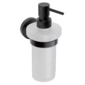 X-ROUND BLACK wiszący dozownik mydła 230ml, szkło mleczne, czarny mat